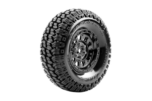 Louise R/C - CR-Griffin 1/10 1.9" Crawler Class 1 Tires, 12mm Hex on Black Chrome Rim, Super Soft, Front/Rear (2)