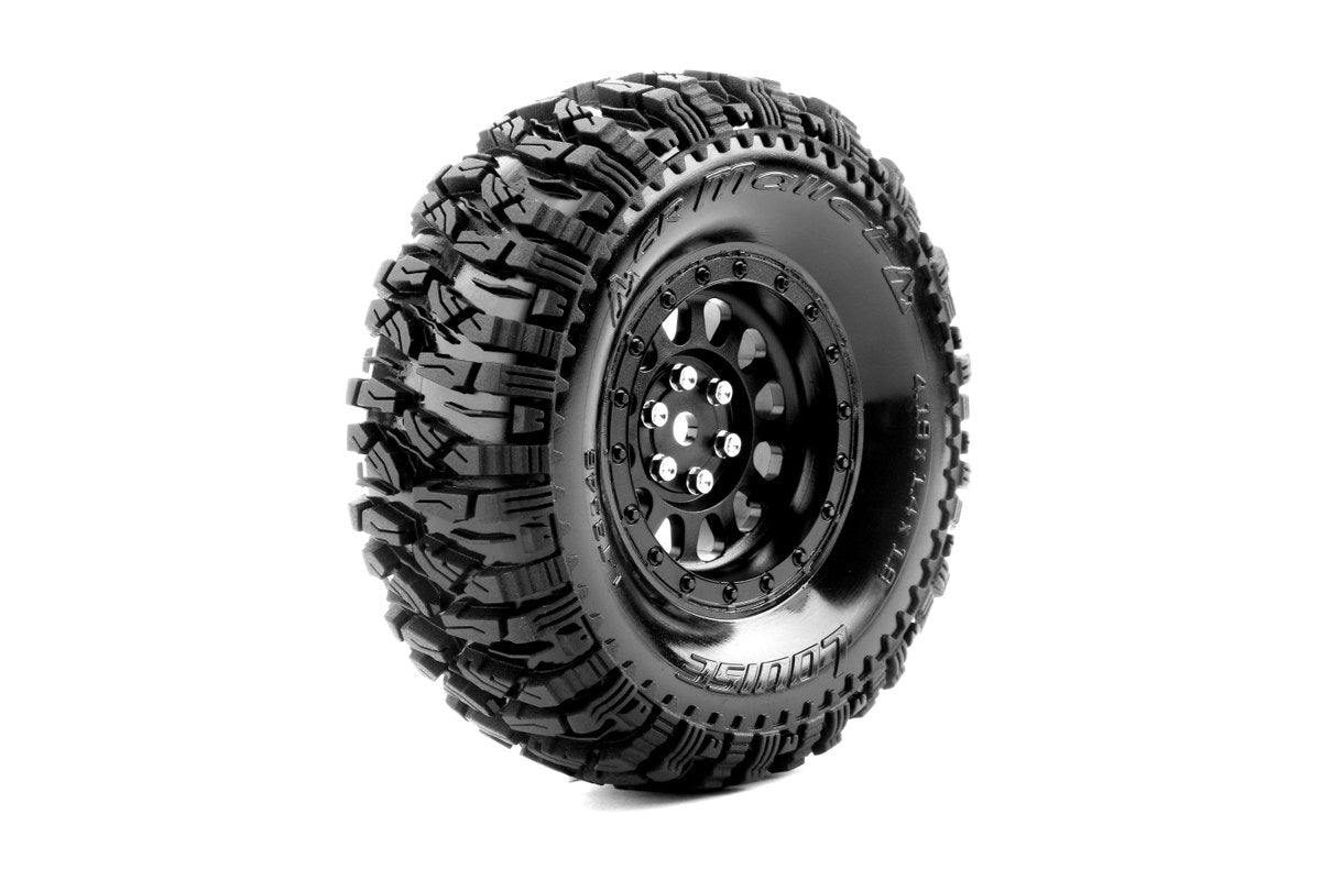 Louise R/C - CR-Mallet 1/10 1.9" Crawler Class 1 Tires, 12mm Hex on Black Rim, Super Soft, Front/Rear  (2)