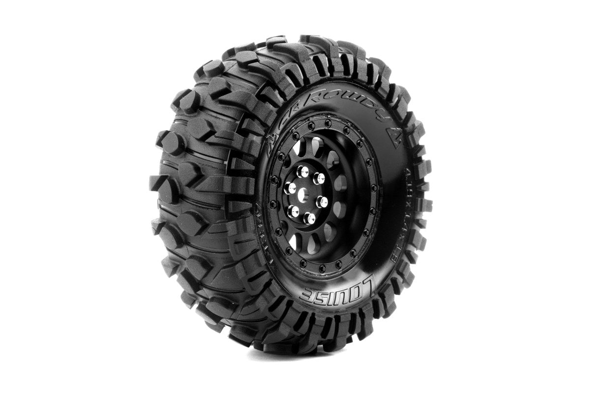 Louise R/C - CR-Rowdy 1/10 1.9" Crawler Class 1 Tires, 12mm Hex on Black Rim, Super Soft, Front/Rear (2)