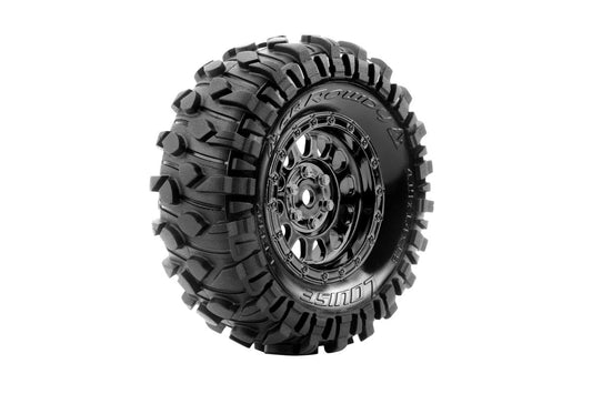 Louise R/C - CR-Rowdy 1/10 1.9" Crawler Class 1 Tires, 12mm Hex on Black Chrome Rim, Super Soft, Front/Rear (2)