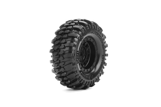 Louise R/C - CR-Champ 1/18, 1/24 1.0" Crawler Tires, 7mm Hex, Super Soft, Mounted on Black Rim, Front/Rear (2)