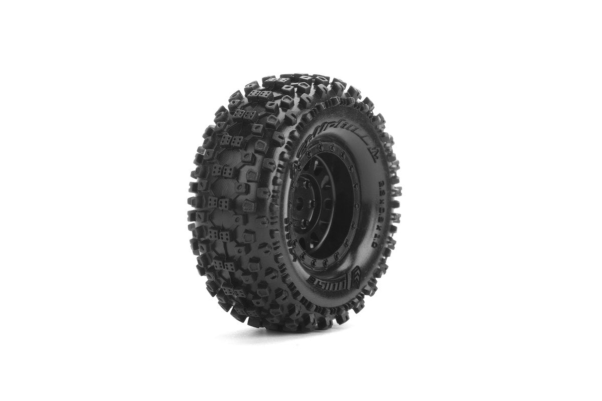 Louise R/C - CR-Uphill 1/18, 1/24 1.0" Crawler Tires, 7mm Hex, Super Soft, Mounted on Black Rim, Front/Rear (2)