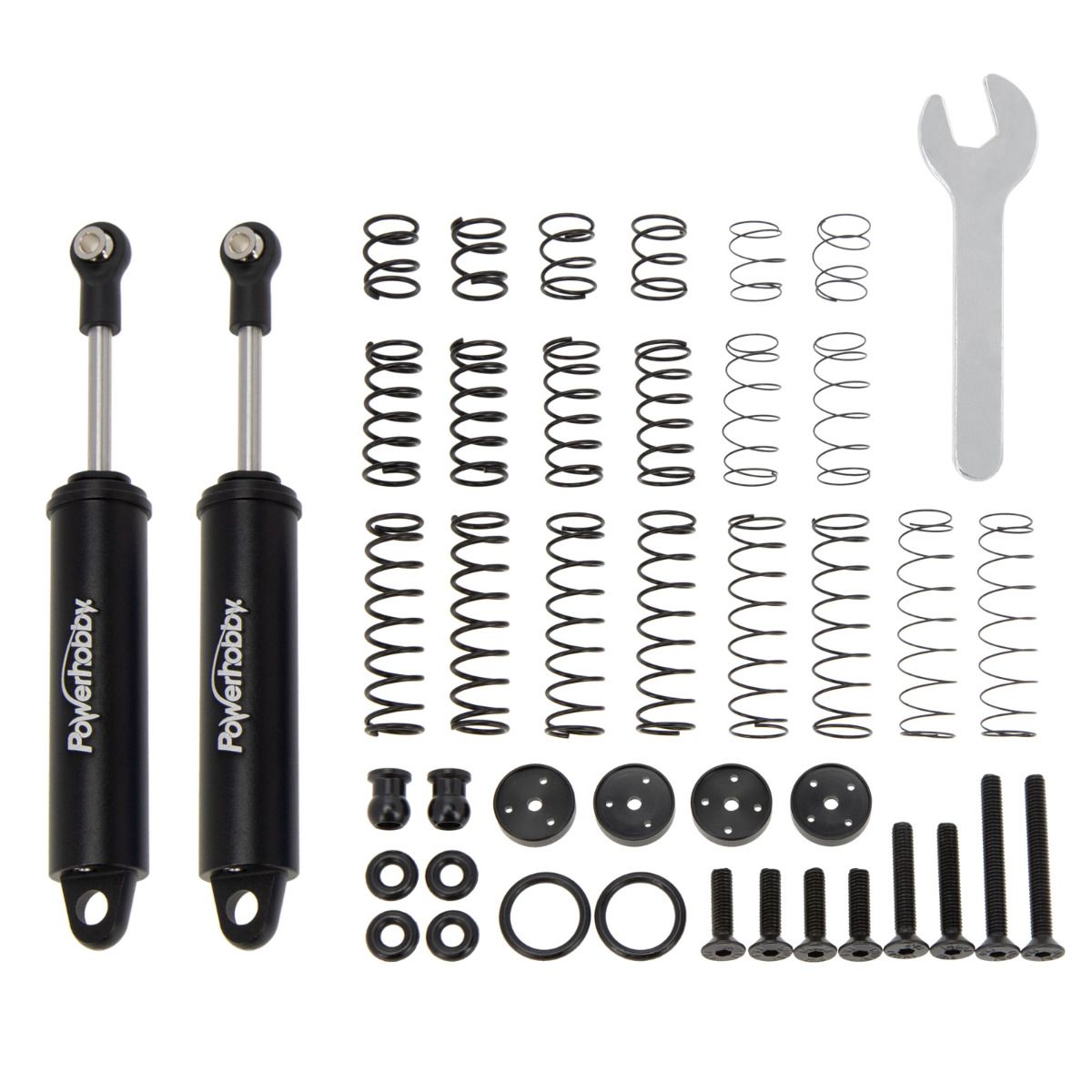 Power Hobby - 100mm Promatics Two Stage Internal Spring Shocks, Black, 2 Shocks