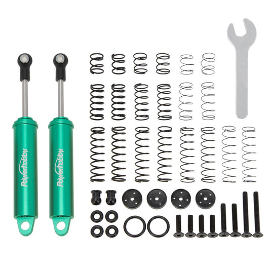 Power Hobby - 100mm Promatics Two Stage Internal Spring Shocks, Green, 2 Shocks