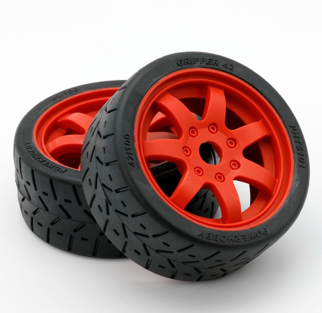 1/8 Gripper 42/100 Belted Mounted Tires 17mm Red Wheels - Dirt Cheap RC SAVING YOU MONEY, ONE PART AT A TIME