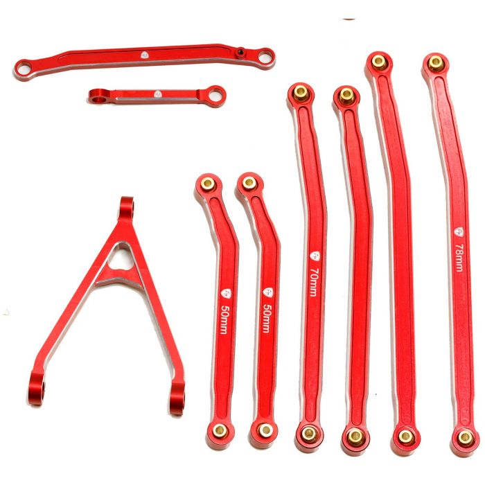 Power Hobby - Aluminum High Clearance Chassis Links, Red, for Axial SCX24 Jeep / Gladiator