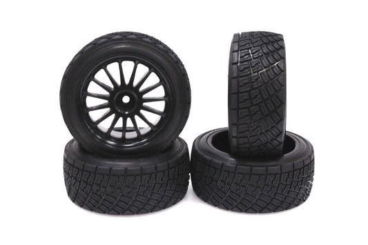 Racers Edge - 1/10 HPI Rally Off-Road WR8 Flower Line Black Wheels (4pcs)