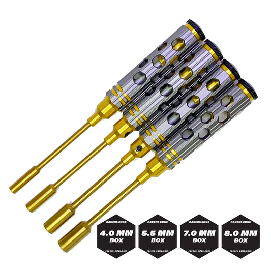 Racers Edge - Premium Nut Driver Set Gold Ink Honeycomb Handle w/ Titanium Coated Tips (4pcs)