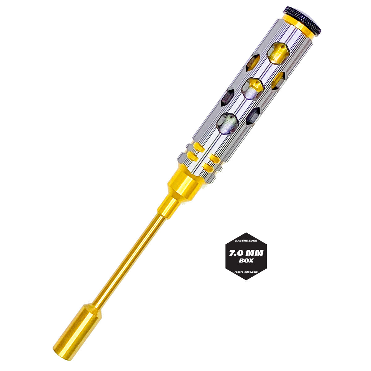 Racers Edge - 7mm Nut Driver Gold Ink Honeycomb Handle w/ Titanium Coated Tip