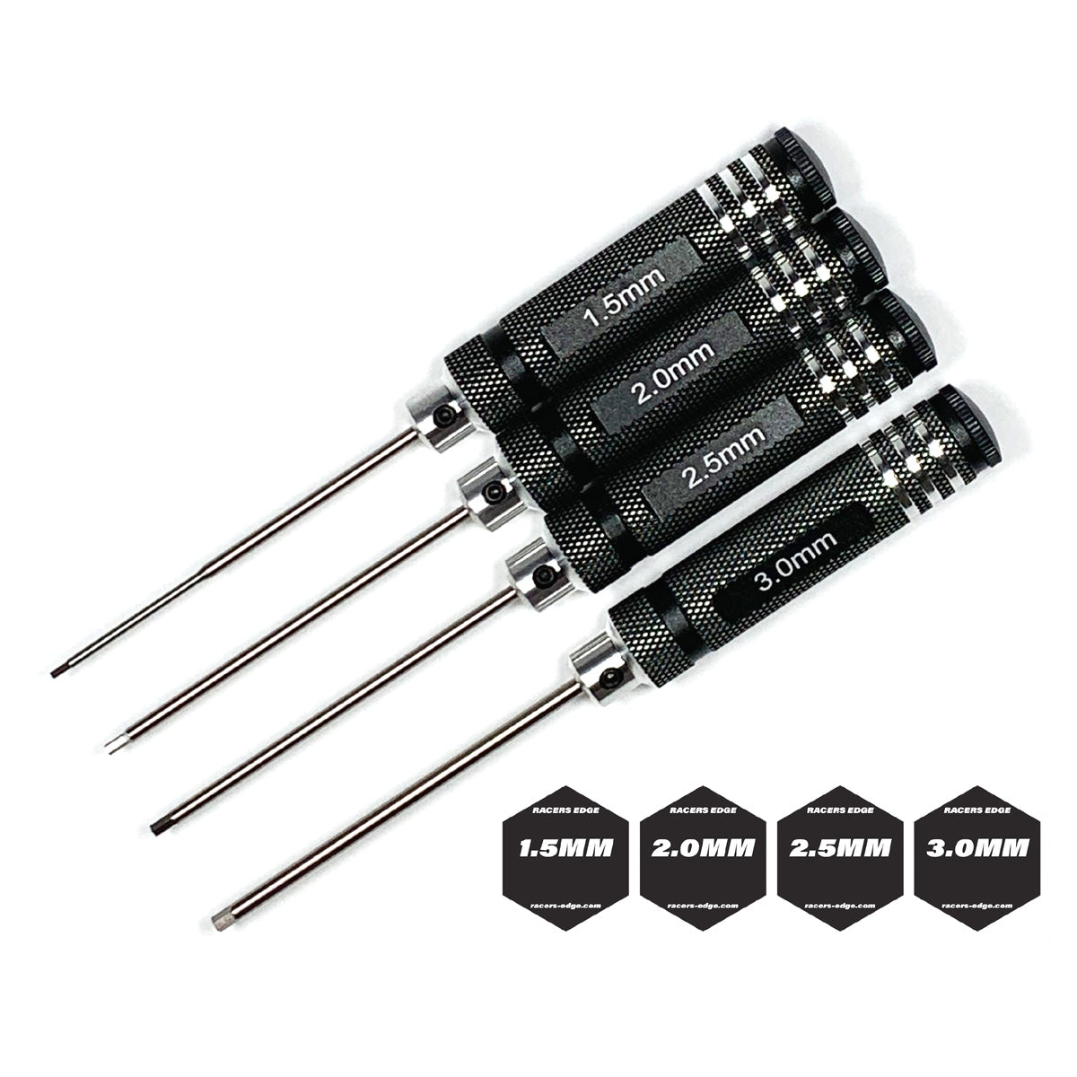 Racers Edge - Metric High Speed Steel Hex Driver Set w/ Black Handles (4pc)