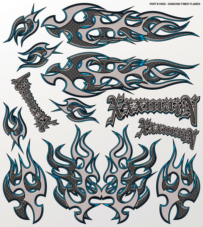 Diamond Fiber Flames Large Decal - Dirt Cheap RC SAVING YOU MONEY, ONE PART AT A TIME